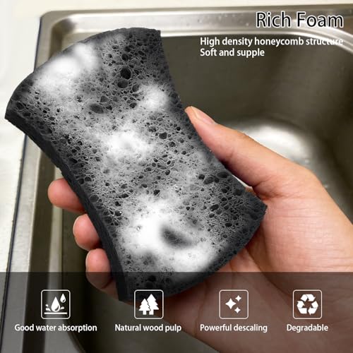 Black Heavy Duty Non-Scratch Cellulose Scrub Sponges - 6 Pack