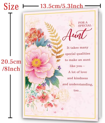 Aunt Birthday Card BT-095 - Premium Thick Card Stock with Envelope