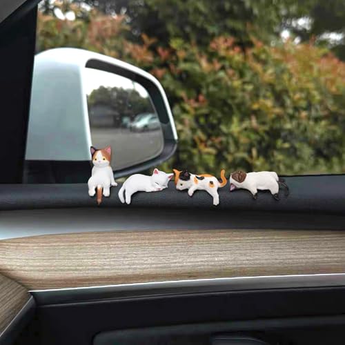 Kiofs 12-Piece Mini Cat Figurine Set for Car & Desk Decor