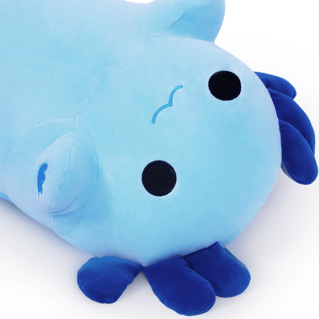 Sausudols Long Axolotl Plush, 27.6” Long Axolotl Body Pillow for Kids, Cute Axolotl Stuffed Animals for Girls, Soft Plushies Toy Gifts for Birthday Blue