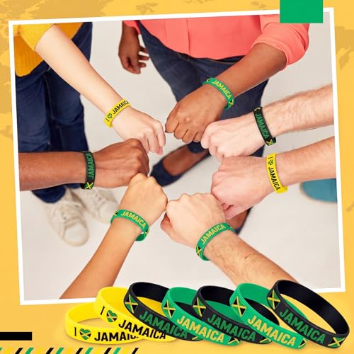 30 Pcs Jamaican Flag Silicone Bracelets - Patriotic Rubber Wristbands