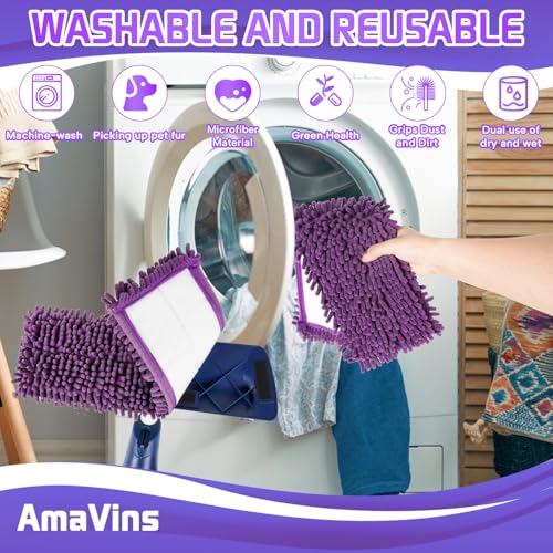 AmaVins 2 Pack Violet Microfiber Sweeping Pads for Pets