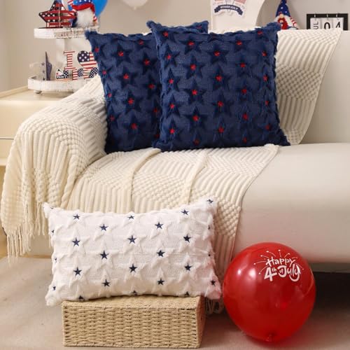 4th of July Pillow Covers Set of 2 - Color 7, 18x18 Inch Star Design