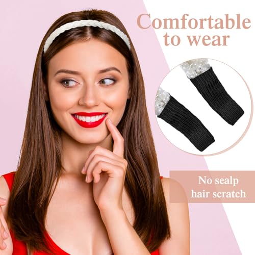 Wettal 6 Pack Beaded Crystal Headbands Non Slip Hair Hoops Brown
