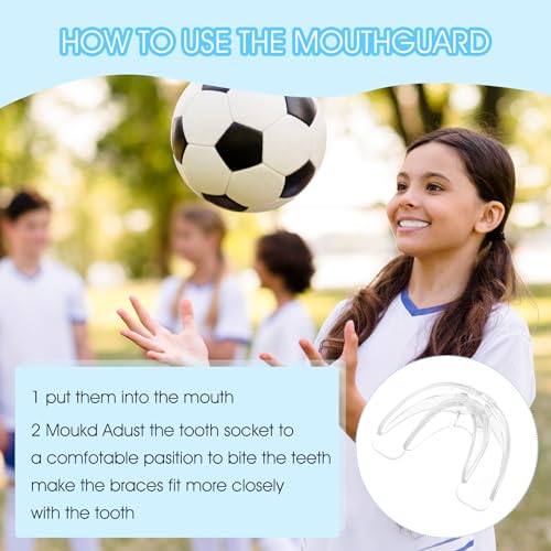 1 Piece Sports Mouth Guards Football with Case Youth Teeth Braces Clear Basketball Wrestling Boxing Taekwondo Lacrosse MMA Mouthguards Braces for Women Men