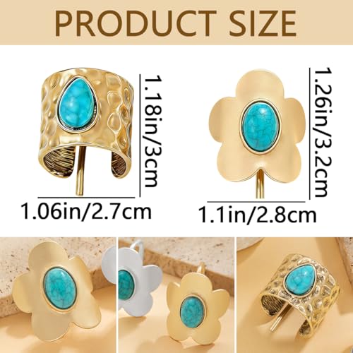 Metal Turquoise Ponytail Holder Hair Clips 4-Piece Set