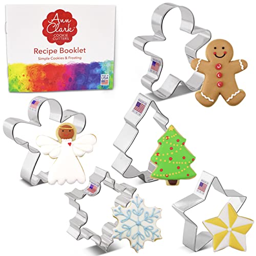 Ann Clark Christmas Cookie Cutter Set of 5 - Holiday Shapes - Made in USA