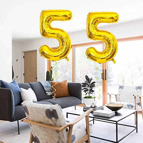 40-Inch Gold 55 Number Balloon Set for Birthday & Graduation