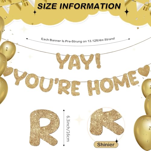 Champagne Gold Yay You're Home Banner - Ready to Display