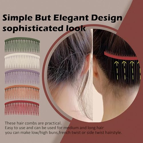 SKYPIA French Side Hair Combs Set - Secure Grip Styling Tools for Updos (5-Pack)