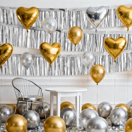 Silver Foil Fringe Garland Streamers for Party Decorations - 4 Pack