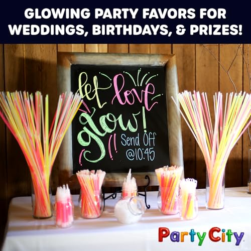 50 Pack of 8" Glow Sticks - Neon Glow in the Dark Party Supplies