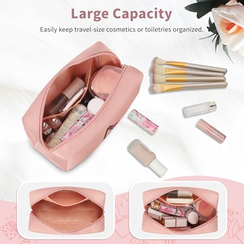 Initial Makeup Bag for Women - Personalized Waterproof PU Leather Travel Cosmetic Bag