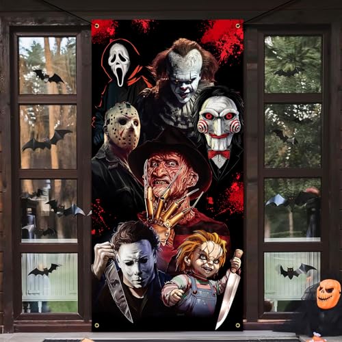 Halloween Horror Movie Door Cover Banner - Spooky Indoor & Outdoor Decor