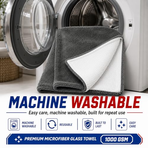Cranees Fresh Hybrid Glass Microfiber Towel 16x16 - 1-Pack, Streak-Free & Lint-Free