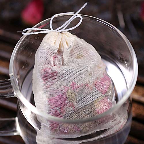 100 Pack Reusable Muslin Drawstring Bags - 3x4 Inch Cotton Pouches for Herbs, Tea, Spices & Gifts