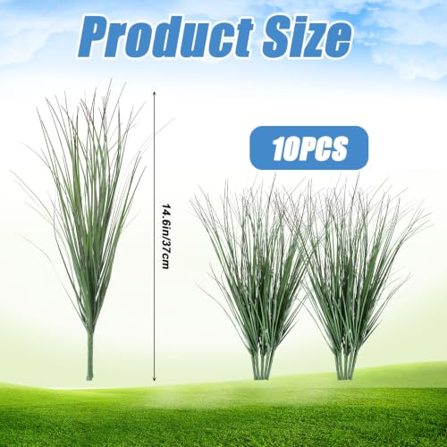15.7" Artificial Grass Plant - 10 Pcs Realistic Faux Greenery for Indoor & Outdoor Decor
