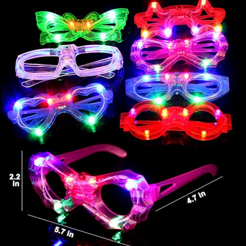 72 Pack Kids LED Glow Glasses with 6 Shapes & Batteries for Party Halloween Christmas