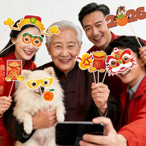 24PCS Chinese New Year Photo Booth Props for Year of the Horse