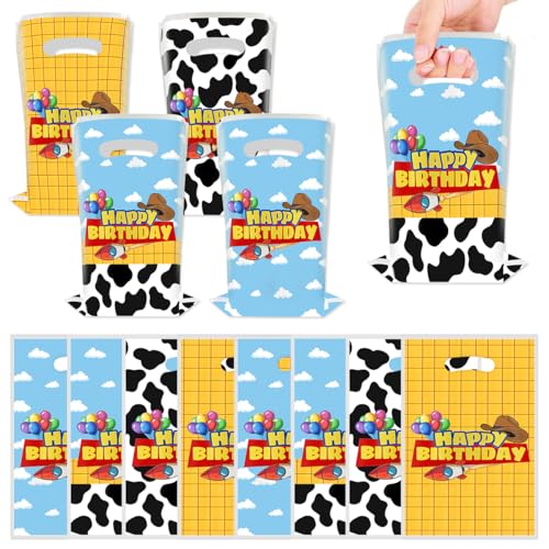 40PCS Cartoon Party Favor Bags for Kids Birthday Blue Sky Cloud Cow Print