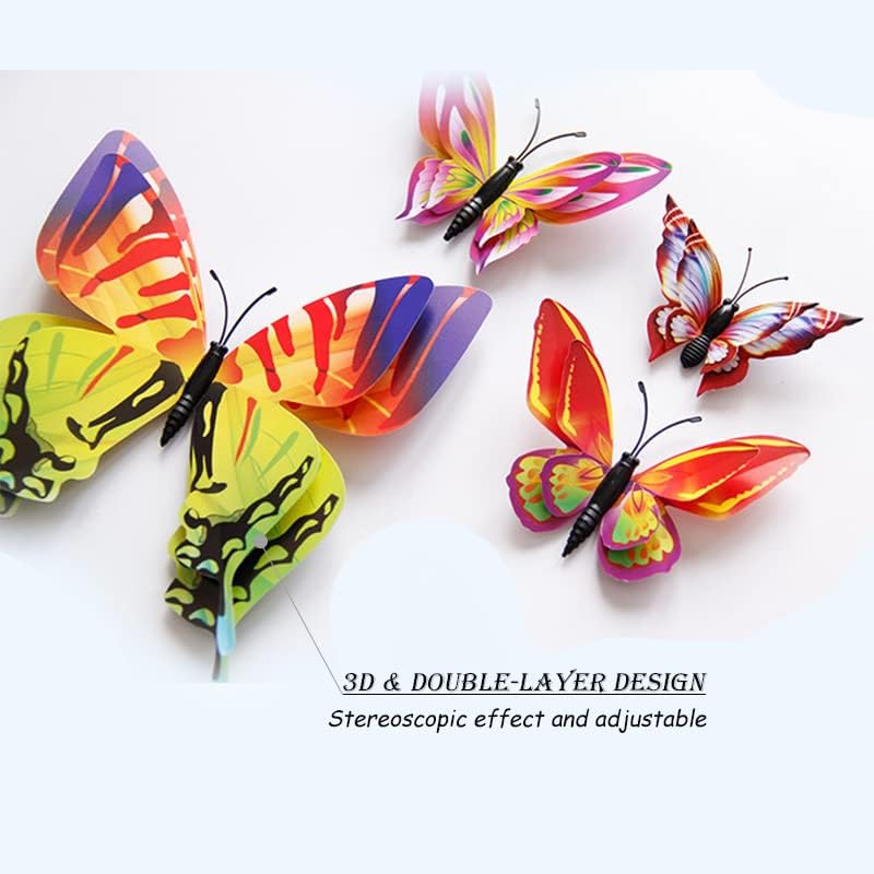 OPSEAM 3D Butterfly Wall Decor - 72 PCS Colorful Stickers with Magnets for Party Decorations
