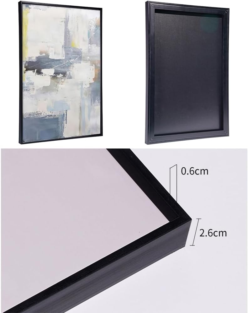 Skiennix Wall Art Set - Boho Black & White Canvas Paintings for Living Room | Large 24"x32" Framed Decor