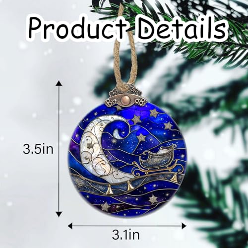 Stained Glass Christmas Star Suncatcher Ornament - 3.1x3.5 IN