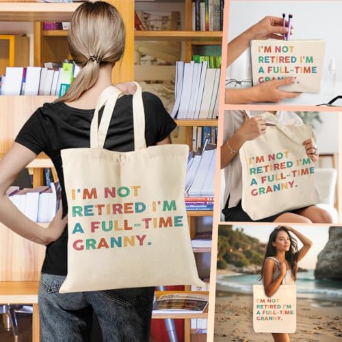 Grandma Canvas Tote Bag and Cosmetic Pouch Gift Set