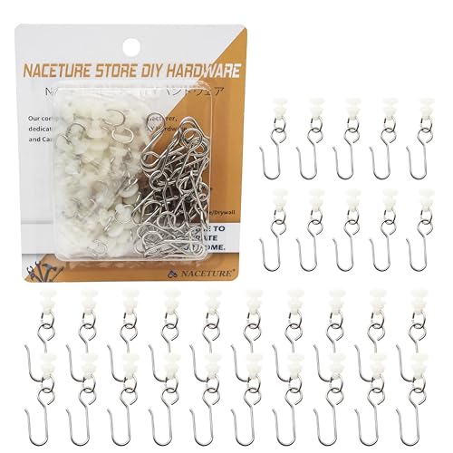 NACETURE 30 Pack Stainless Steel Curtain Hooks with Rings
