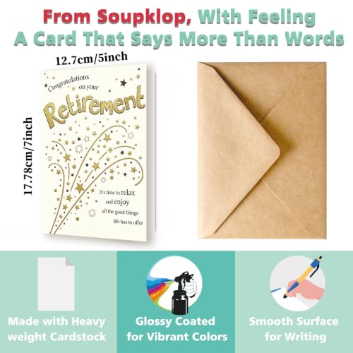 Elegant Happy Retirement Card with Envelope - SK-207 Gold Starburst Design