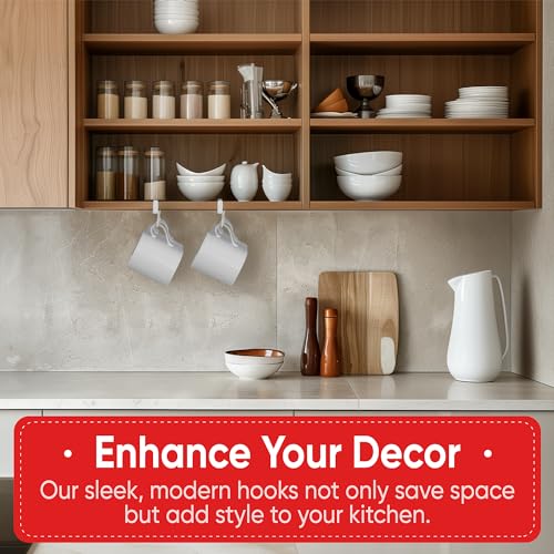 Under-Shelf Mug Rack Set of 2 - Space-Saving Coffee Mug Holder with 6 Hooks
