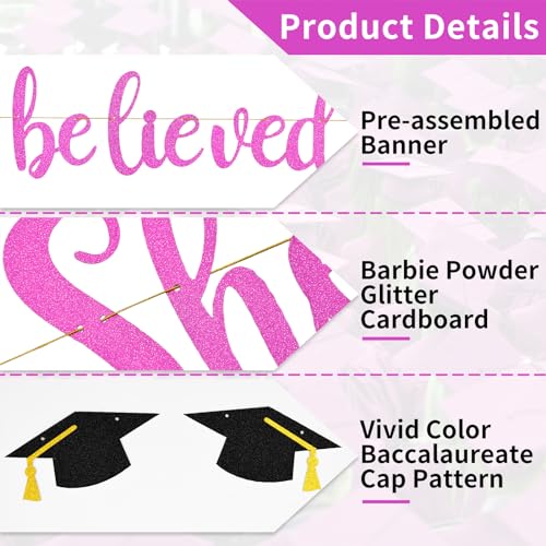 She Believed She Could Graduation Banner - Glitter Decor 2024