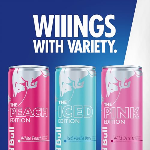 Red Bull Energy Drink Variety Pack - Peach, Iced Vanilla Berry, Wild Berries, 12 Cans