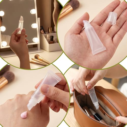 APLZGMG 10Pcs Empty Lip Gloss Tubes Refillable Plastic Squeeze Containers for DIY Lip Balm and Travel Lotions