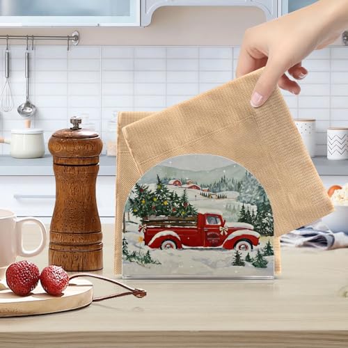 Acrylic Christmas Truck Napkin Holder - Winter Table Decor