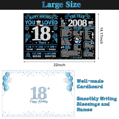 Large 18th Birthday Card - Vintage 2008 Signature Book with Envelope