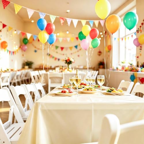 54 x 108 Inch Ivory Disposable Plastic Tablecloths - 2 Pack