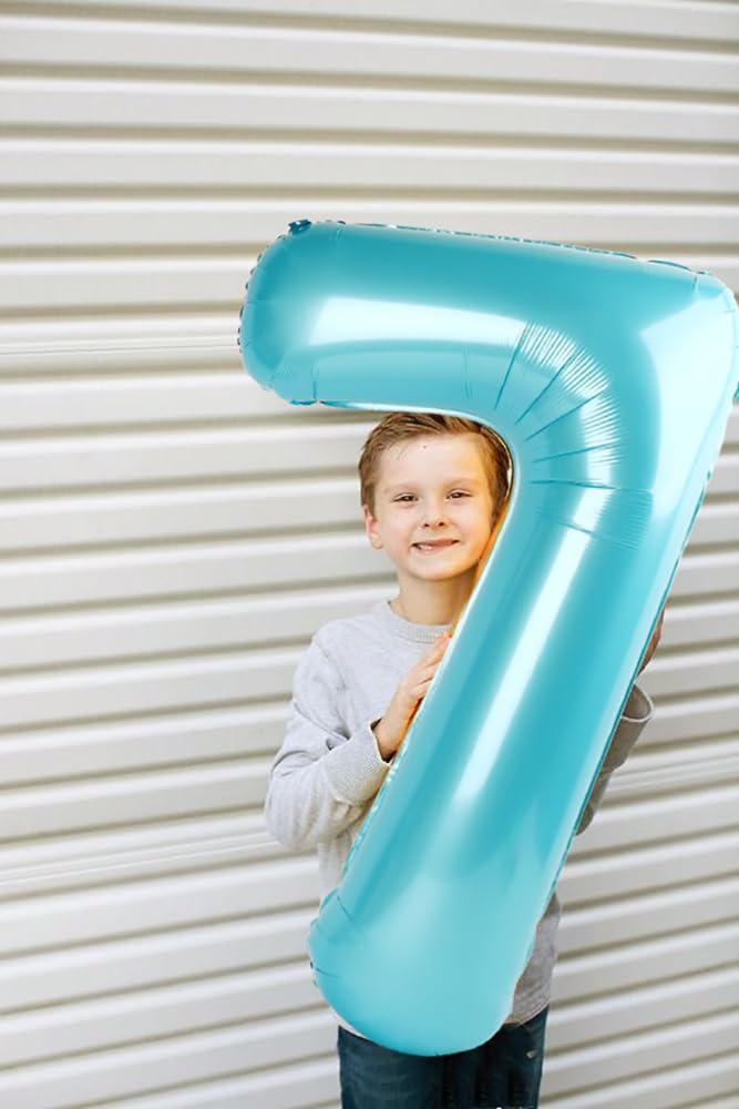 Numbers Balloon 3 - 40 Inch Large Pastel Blue Balloon for Three-Year-Old Birthday Decor