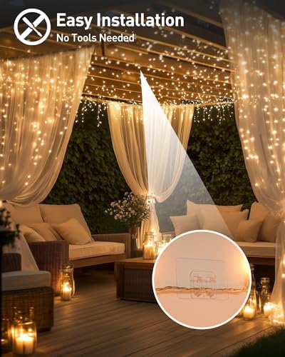 Heavy Duty Outdoor String Light Hooks 100-Pack - Transparent Self-Adhesive Clips