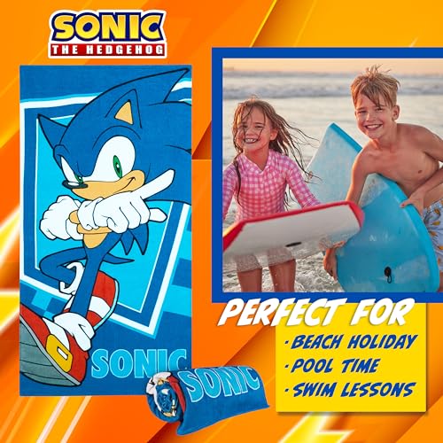 Sonic the Hedgehog Beach Towel for Kids Teenagers Quick Dry Towel for Pool Beach Bath Swimming Travel Essentials 55 x 27"" (Blue, 55x27inch)