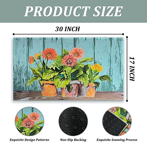 Spring Floral Door Mat 17x30 - Non-Slip Welcome Decor