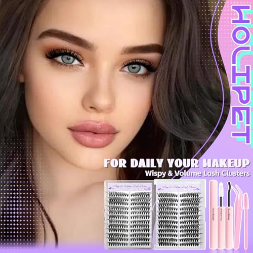 Holipet 432 Pcs DIY Lash Clusters Kit Wispy D Curl Extension Set