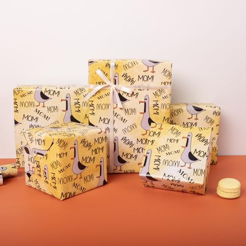 Funny Mother's Day Gift Wrap - 6 Sheets Duck Mom Design, 20x28"