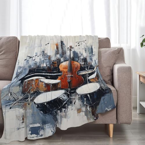 Guitar Blanket - Soft Flannel Throw for Music Lovers, 50"x40"