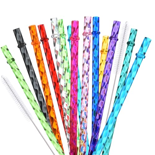 Haundry 24 Pack 11" Reusable Swirl Straws - Colorful PETG Replacement Straws