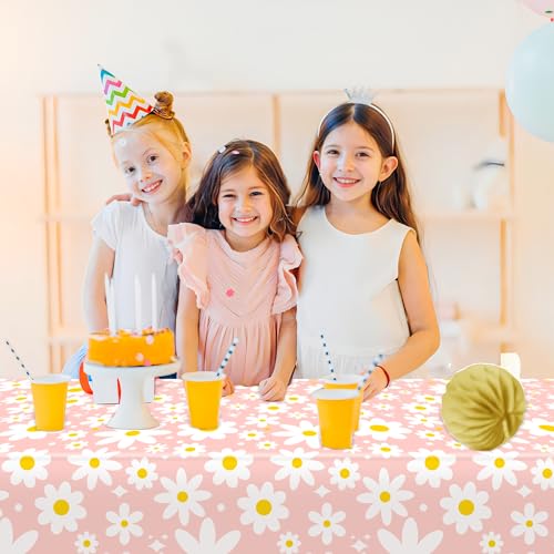 Daisy Disposable Tablecloths - 2 Pack, 54" x 108" Groovy Party Table Covers