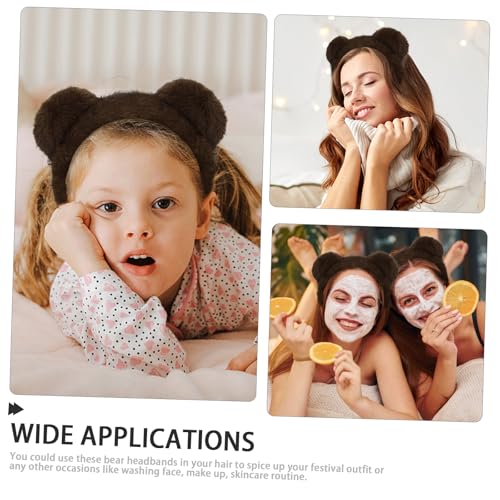 ACO-UINT Brown Bear Ears Headband Fluffy Animal Hairband for Cosplay