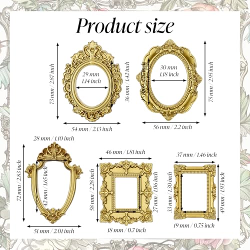 Gjinxi Vintage Mini Gold Baroque Picture Frames - Set of 10