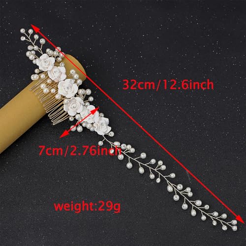 Pearl Flower Wedding Hair Comb White Bridal Side Hair Piece Accessories