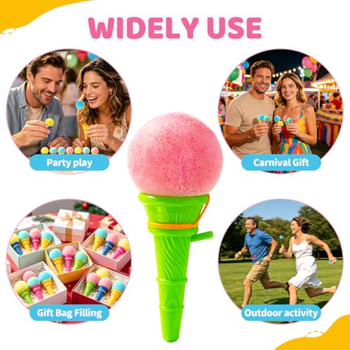 30 Pcs Mini Ice Cream Cone Toy Launchers - Colorful Party Favors